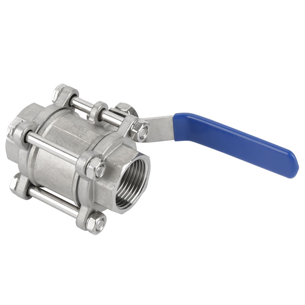 304 Stainless Steel Three Piece Full Port Female Ball Valve 1 BSPT 1000WOG