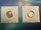 1934 And 1944 Mercury Dimes Lot Sale Of 2. , 90% Silver Very Nice Details
