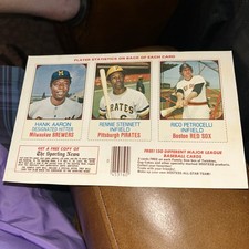 1975 Hostess Full Panel Hank Aaron, Rennie Stennett, Rico Petrocelli