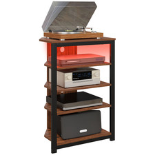 TV Stand Corner Brown Particleboard & Steel 60x40x86cm 4-Tier RGB LED Small Unit
