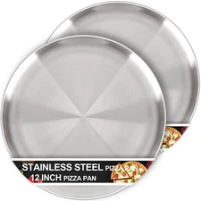 12 Inch Pizza Pan for Oven Set of 2, Non-Stick Stainless Steel Pizza Pans, St...