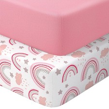 Baby Crib Sheets 2 Pack for Boys and Girls Fit for Standard Crib Toddler Matt...