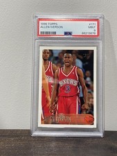 1996-97 Topps - Allen Iverson #171 Rookie Card PSA 9. rookie card picture