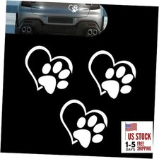 3 PCS Heart Dog Paw Car Decals, 4.33"  3.66" Reflective Dog Paw Love Hearts