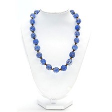 Signed Miriam Haskell 16 Blue Art Glass Bead ...