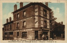 Old postcard CHAINTREAUVILLE La Grande-Rue Hotel des Sources BLUE COLOR (19505)