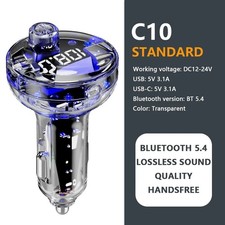 Car Bluetooth 5.4 FM Transmitter Handsfree MP3 Player PD30W 22.5W Fast Charge