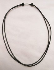 Black 2mm Leather Adjustable Unisex Cord Surfer Choker Necklace- Made in USA