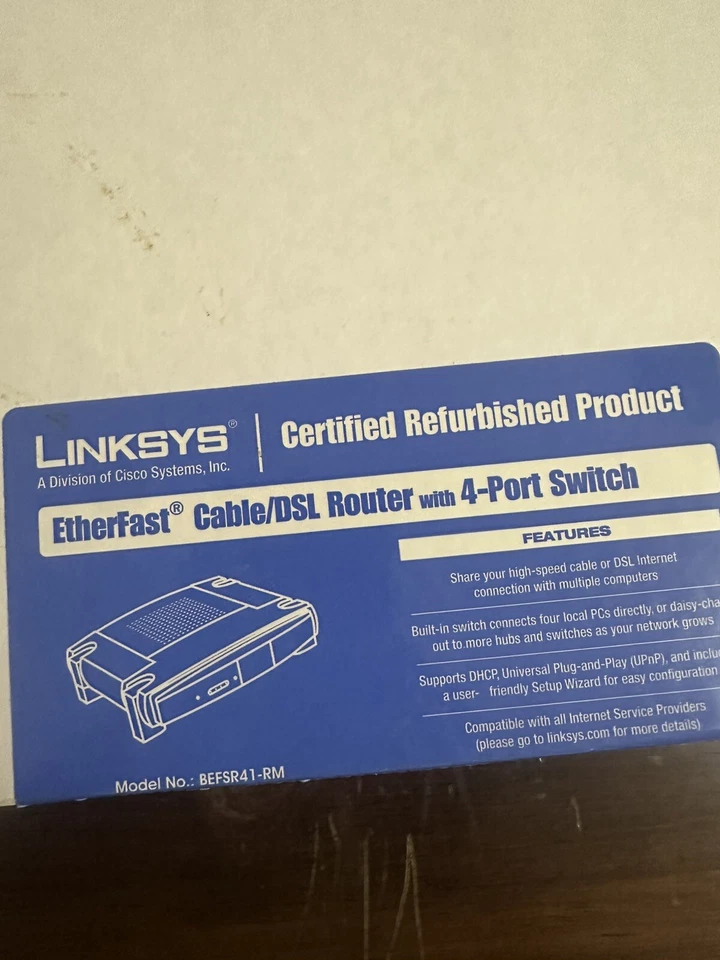 New Linksys EtherFast BEFSR41 cable/DSL router with 4-port switch (w/LAN cable) - Image 4 of 4