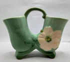 Vintage Weller Wild Rose Double Vase Planter with Handle