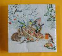 20 Servietten VöGel Hase Korb ÄPfel 1 Packung Ambiente Winter Vogel Weihnachten
