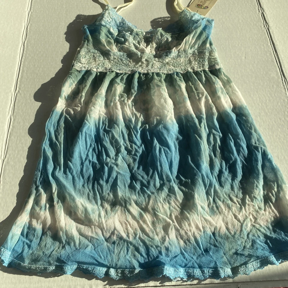 Camisón Babydoll Claire Pettibone Mariposas Martinica Malla Azul Nuevo con Etiquetas Xs Foto 4 de 4