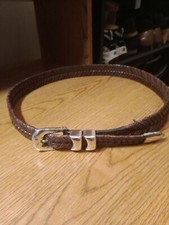 Men's MEZLAN BELT Crocodile Brown Leather Woven Texture .Spain 41.5" Long