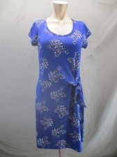 TALBOTS Size S Womens Blue Side Knot Short Sleeve Stretch Short Sheath Dress 667