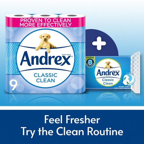 Andrex Washlets Classic Clean Biodegradable & Flushable Toilet Wipes. 4 Pack - Picture 2 of 5
