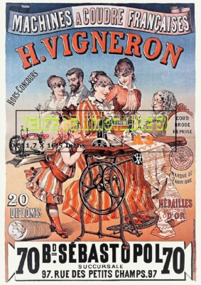 Winemaker sewing machines - early 20th century - A3 laminated