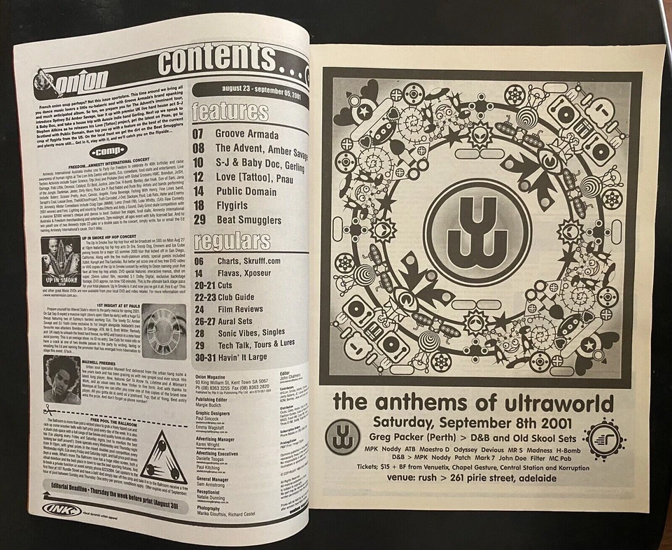 Onion Magazine Vol 2 Issue 79 Aug 23 2001 Groove Armada, Gerling & Pnau. - Image 2 of 3