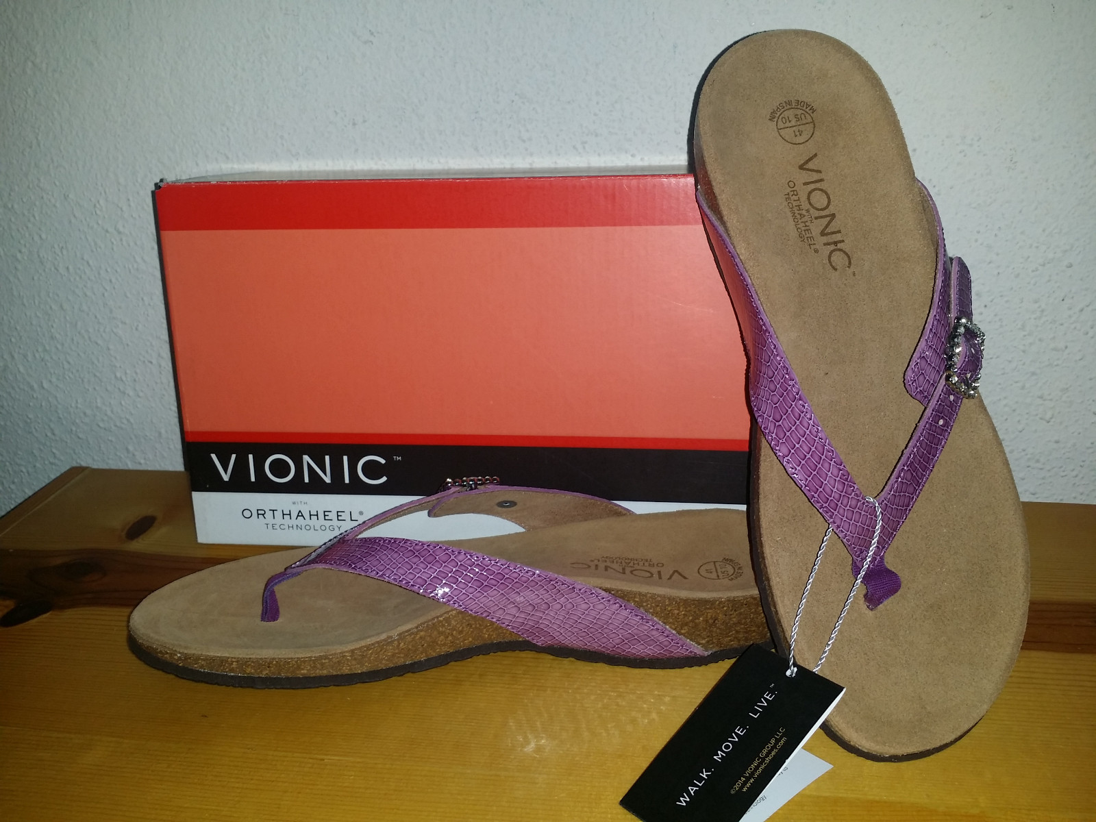 NEW Womens 10 11 Vionic Isabeal Orthotic Sandal Taupe Purple Made in