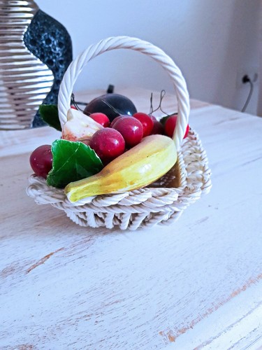 Bassano Italienische Keramik Obstkorb Früchte Deko geflochten - Bild 3 von 5