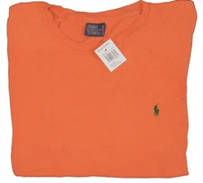 NEW Vintage Ralph Lauren Polo Player T Shirt!  M or L  Orange With Green Player