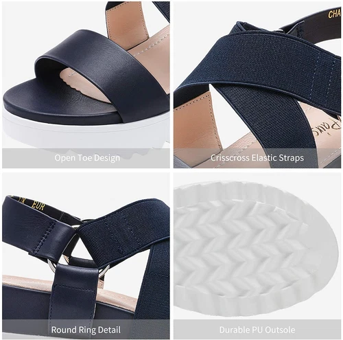 Women Open Toe Ankle Strap Summer Casual Platform Wedge Sandals US size 5-11 - Picture 11 of 24