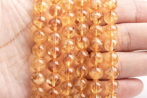 "Cuentas de citrino amarillo natural genuino de 8-9 mm grado A+ cuentas redondas sueltas de 15" - Imagen 3 de 3
