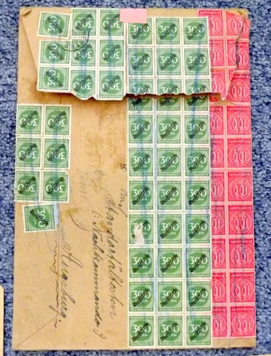 DR 4 x gelaufene Briefe Frankatur Inflation, Dienstmarken + 1 x Einschreiben - Bild 6 von 11