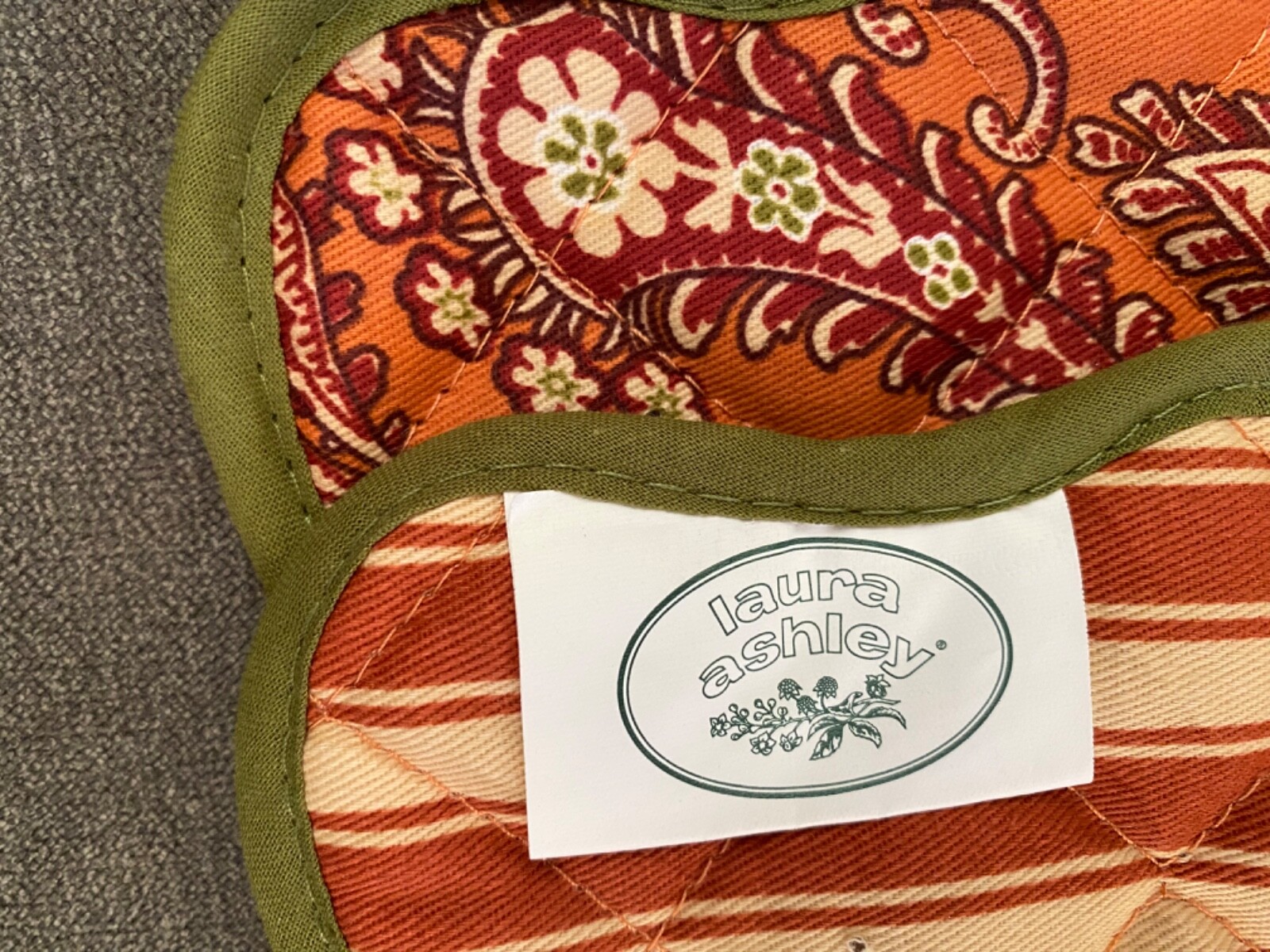 Laura Ashley Vintage Lot of 2 Placemats Quilted Paisley and Stripes Reversible eBay