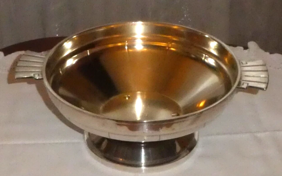 Ancien Plat légumier coupe à fruits en Métal Argenté Orfèvre D.R COQ superbe - Photo 2/4