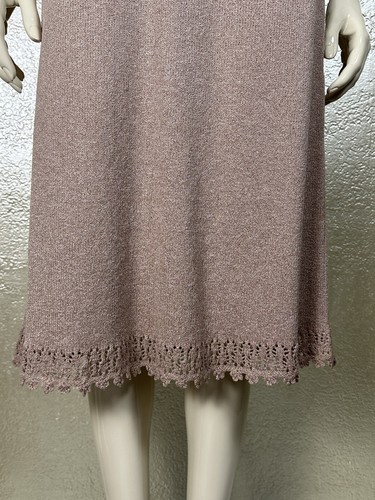 Vintage Ladies MARSHALL ROUSSO Dusty Pink Knit Crocheted Dress w/Belt 40's-style - Picture 10 of 16