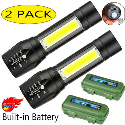 2Pack Rechargeable Flashlight High Lumen Super Bright Mini Small Pocket Torch