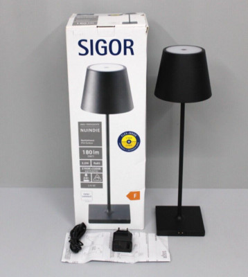 SIGOR Nuindie-Dimmbare LED Akku-Tischlampe Indoor & Outdoor, IP54 mit USB-C Neu