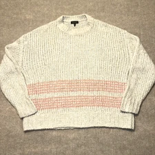 Rag & Bone Merino Alpaca Blend Sweater Women Sz Large Ivory Pink  Striped
