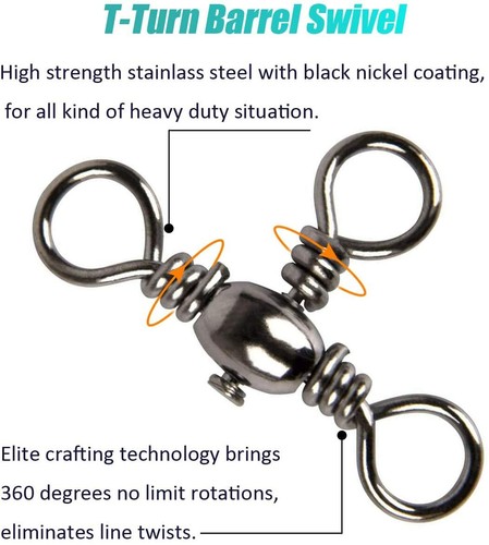 3 Way Rolling Fishing Swivels Kit Three Swivels Barrel Swivel Cross Line Swivel - Picture 3 of 37