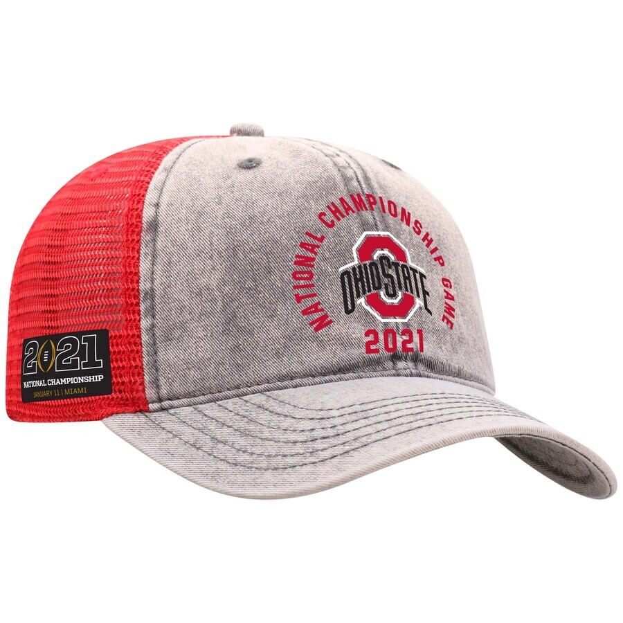 Cap Gray Red Trucker Dad Football Adult National Champ