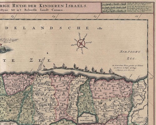 Mapa antiguo "Veertich-Iaarige Reyse der Kinderen Israels" (Tierra Santa) cerrado, 1721 - Imagen 5 de 8