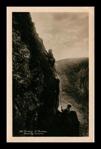 REAL PHOTO POSTCARD CLIMBING D BUTTRESS DOW CRAG CONISTON