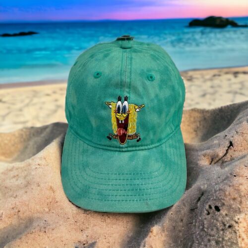ADULT SpongeBob SquarePants Aqua Blue Tie Dye Hat Cap Adjustable Embroidered NEW - Picture 2 of 19