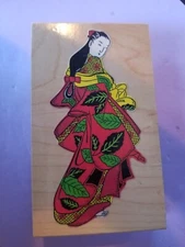 1999 Stamps in Motion Geisha girl rubber  wood mounted stamp