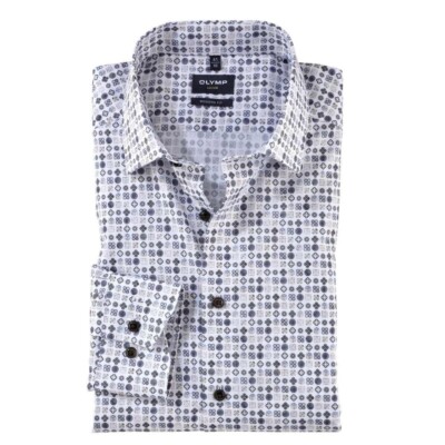 Olymp Luxor Modern Fit Herren Businesshemd mehrfarbig Print 121264 22 natur