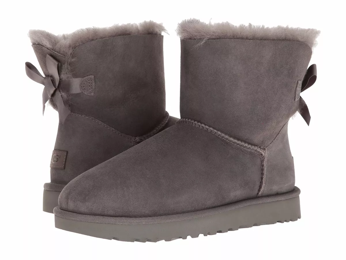 Women's Shoes UGG MINI BAILEY BOW II Slip On Ankle Boots 1016501 GREY