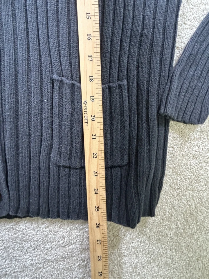 Suéter feminino Cabin Creek grande cinza com botões com nervuras cardigã bolsos malha aconchegante - Imagem 4 de 4