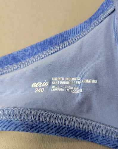 Top bikini donna Aerie ferretto 34D blu stampa denim sfoderato nuovo - Foto 11 di 14