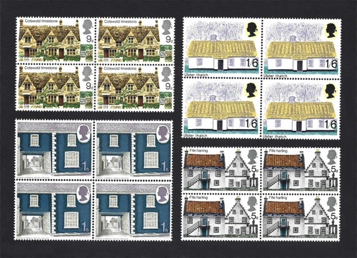 1970 SG 815-818 Ländliche Architektur 4er Set 4er Blöcke unmontiert