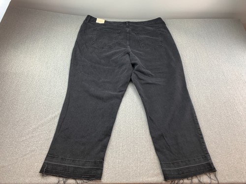 Pantalones de mezclilla ajustados Universal Thread de tiro alto años 90 para mujer 24 regular negro dobladillo crudo elástico - Imagen 2 de 18