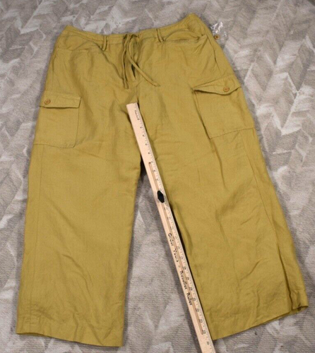 Pantalones Cortos Larry Levine Elastizados Talla 14 Para Mujer Caqui Carga 32X25 Mezcla de Lino - Imagen 2 de 10