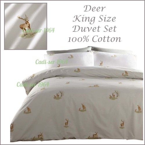 Wild Deer Duvet Cover Set KING SIZE 100% Cotton NEW Country Theme - Picture 9 of 12