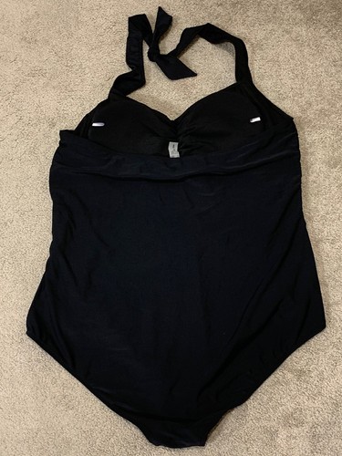 Yonique Swimsuit Womens Plus Size 26W Black Tummy Control Halter Swimwear New - Picture 2 of 14