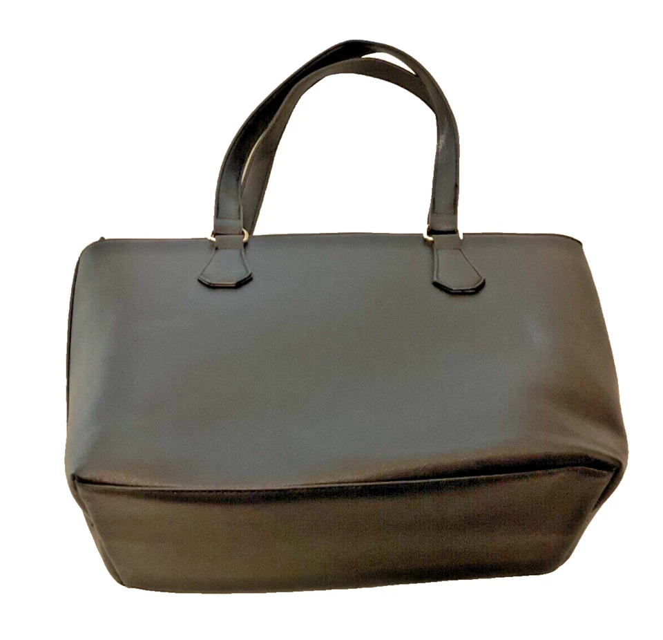 XOXO Shoulder Tote Purse Black pebbled grain Vegan Poly Faux Leather Bag zip - Image 3 of 4