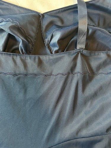 VTG Satin Lingerie Slip Dress Nightie Nylon Navy Blue Sexy Fairy Grunge Y2K M - Picture 10 of 13